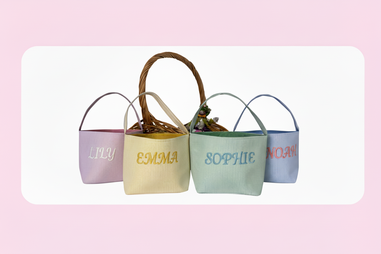EASTER BASKETS MONOGRAMMED WITH NAME OR INITIALS
