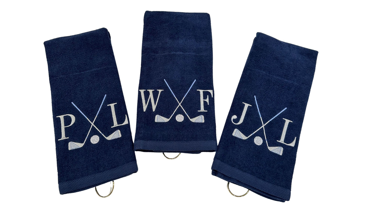 golf towels with gold grommet. great gifts for dad, wedding party or a great gift for golf lovers