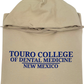 Beige hoodie with 'Touro College of Dental Medicine New Mexico' text in blue on a white background