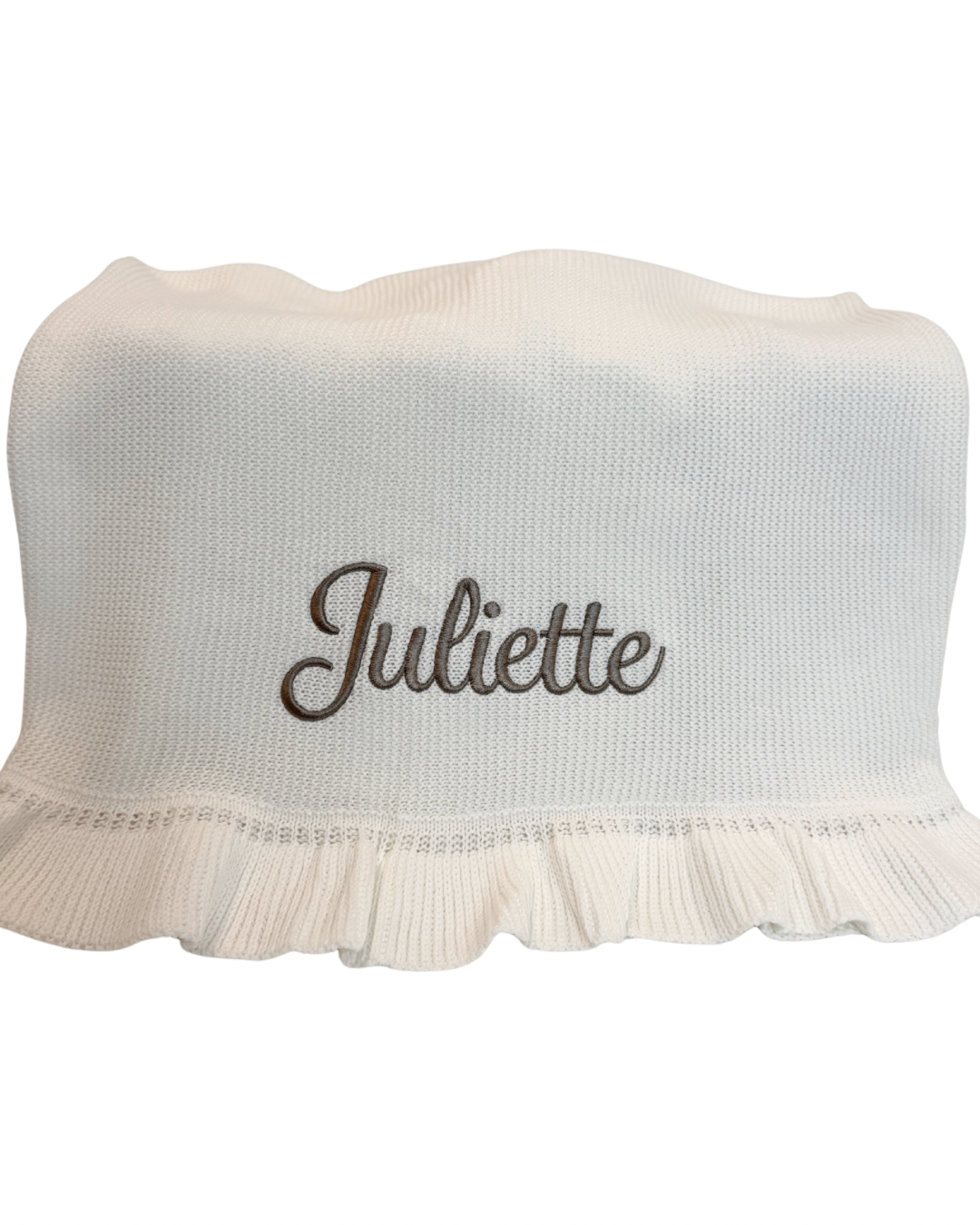 KNIT BABY BLANKET- RUFFLE & STRAIGHT EDGE