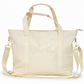 Beige nylon tote bag with 'Mrs. Volpe' embroidered. Perfect for a newly married or engaged. This bag will be her forever go to bag.