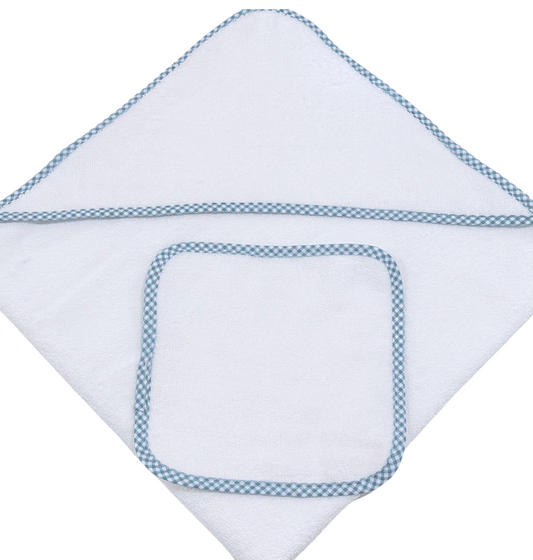 HOODED GINGHAM TOWEL & WASH CLOTH SET