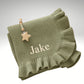 KNIT BABY BLANKET- RUFFLE & STRAIGHT EDGE