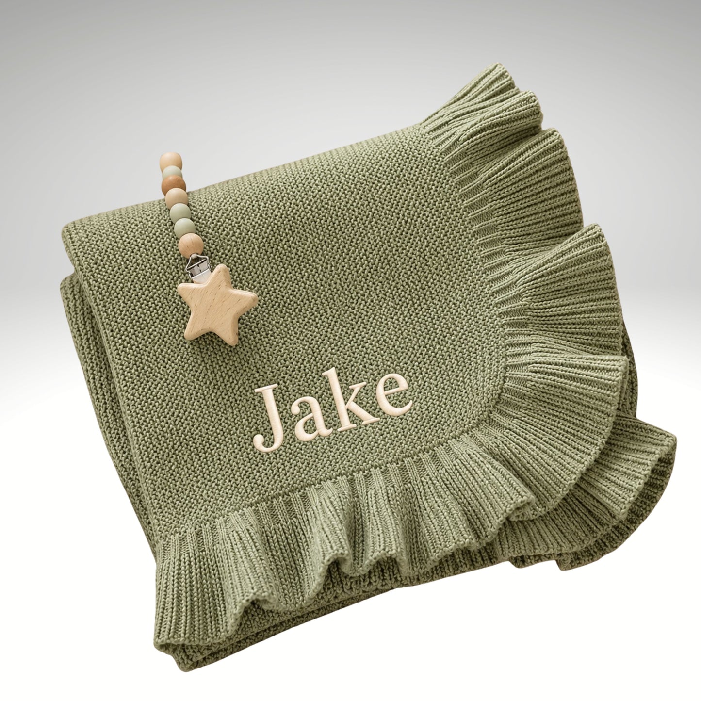 KNIT BABY BLANKET- RUFFLE & STRAIGHT EDGE