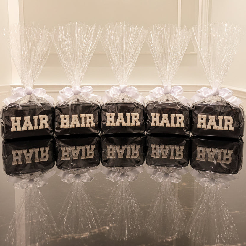 Black medium cosmetic bags with chenille patches