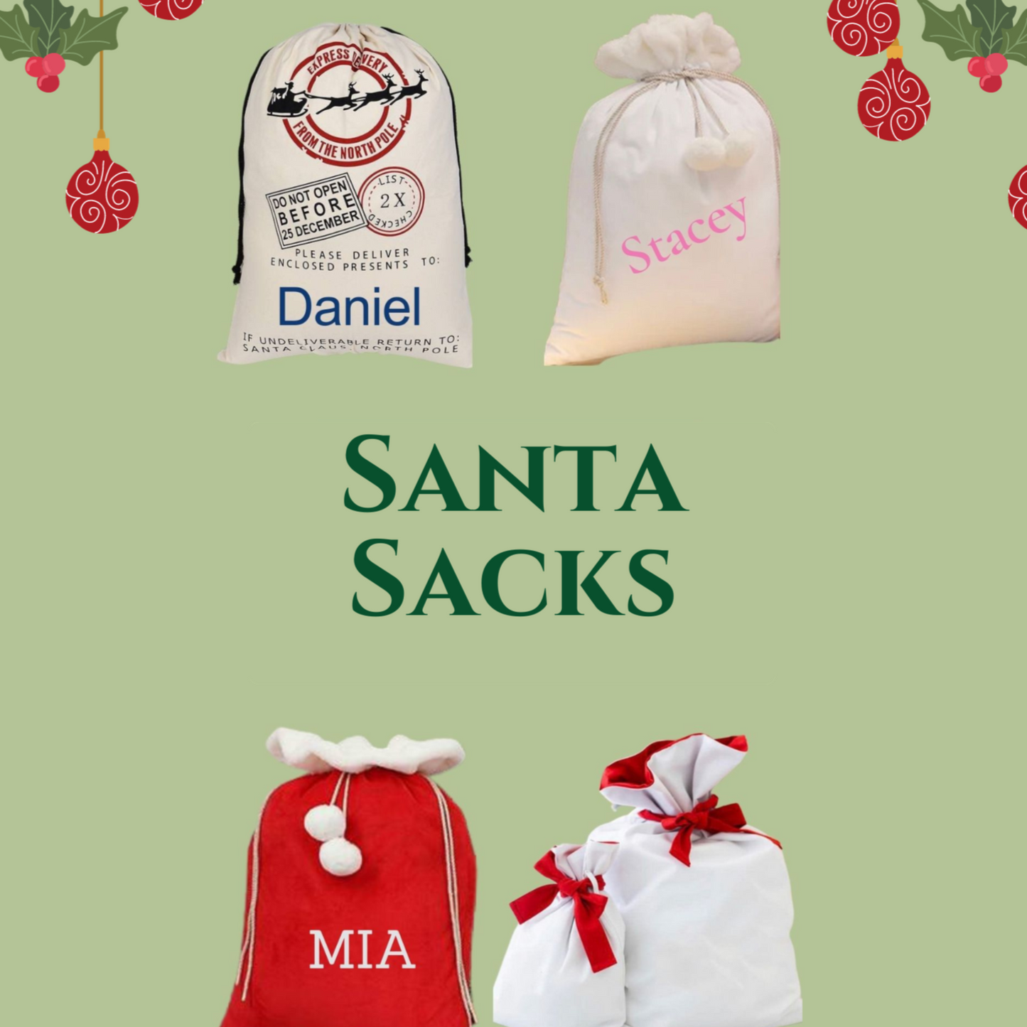 SANTA SACKS- HOLIDAY COLLECTION